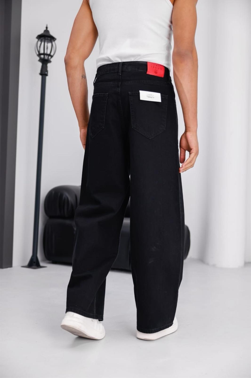 Puertas Erkek Yüksek Bel Balon Baggy Fit Bol Kesim Kot Pantolon