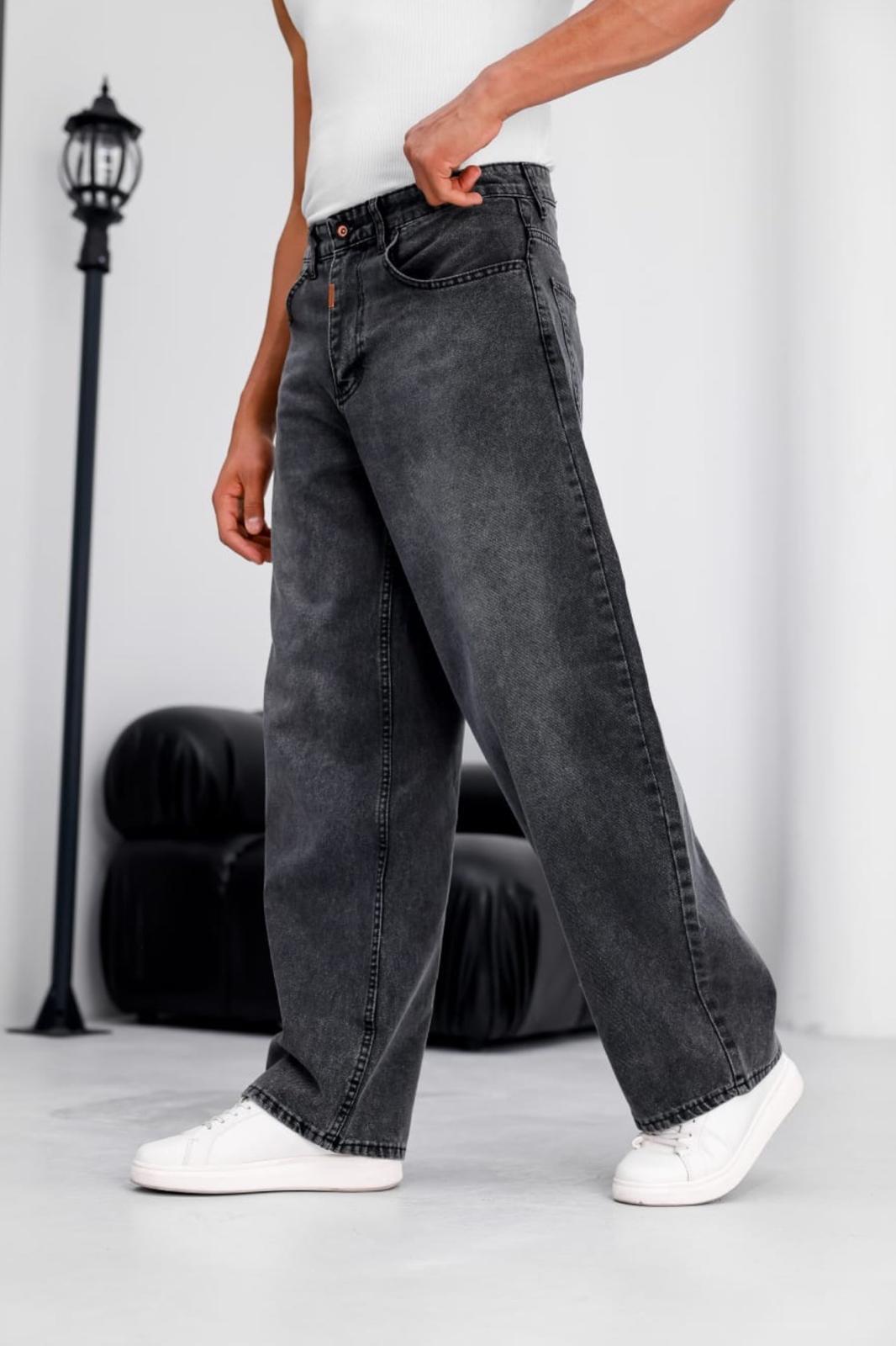 Puertas Erkek Yüksek Bel Balon Baggy Fit Bol Kesim Kot Pantolon