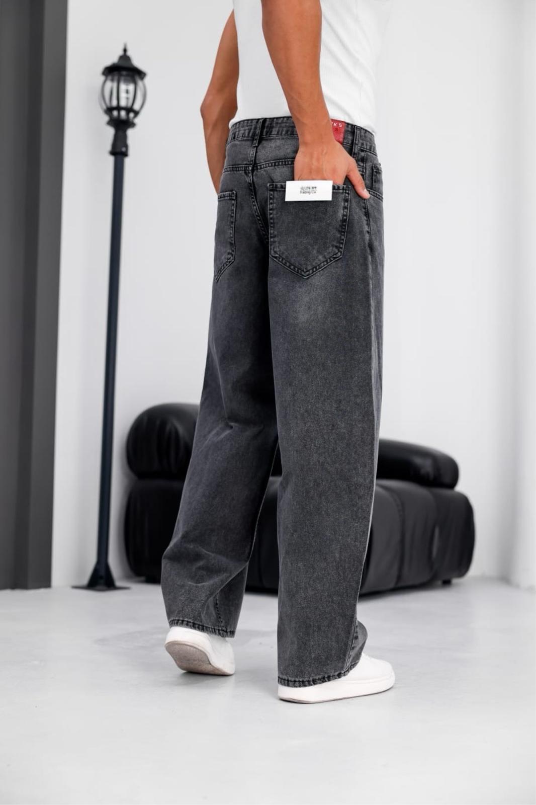 Puertas Erkek Yüksek Bel Balon Baggy Fit Bol Kesim Kot Pantolon