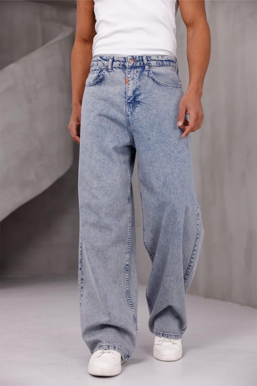 Puertas Erkek Yüksek Bel Balon Baggy Fit Bol Kesim Kot Pantolon