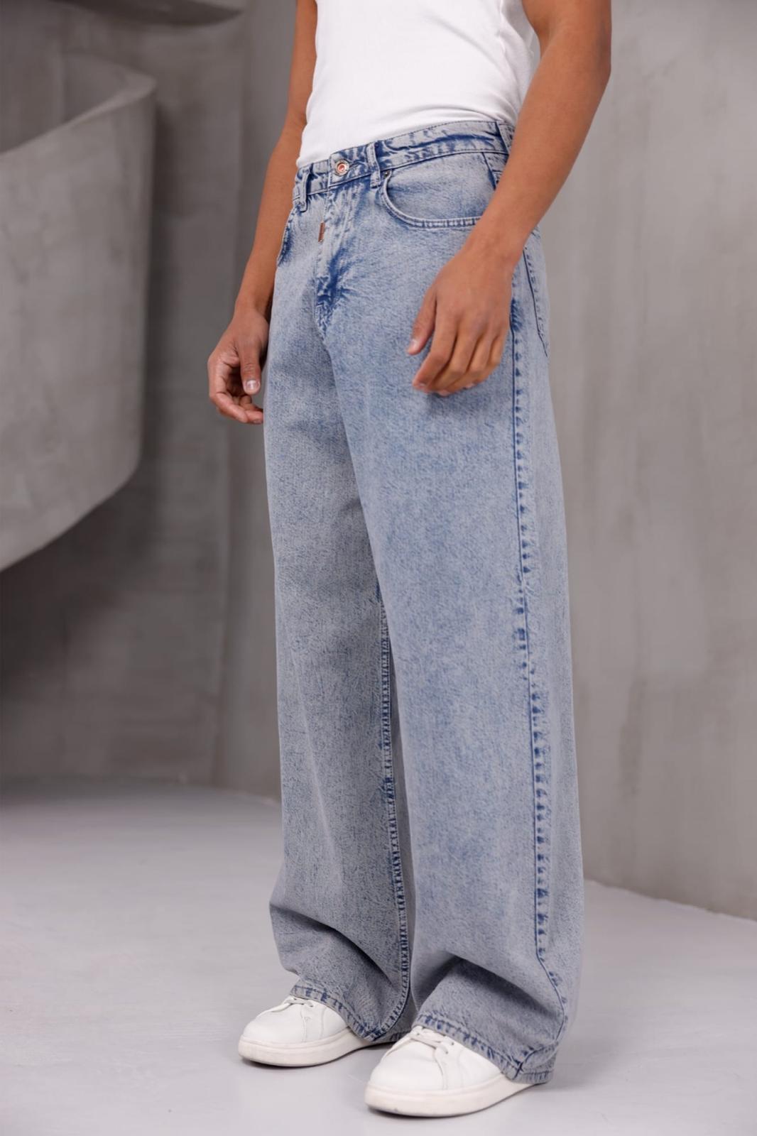 Puertas Erkek Yüksek Bel Balon Baggy Fit Bol Kesim Kot Pantolon