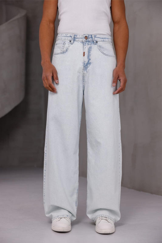 Puertas Erkek Yüksek Bel Balon Baggy Fit Bol Kesim Kot Pantolon