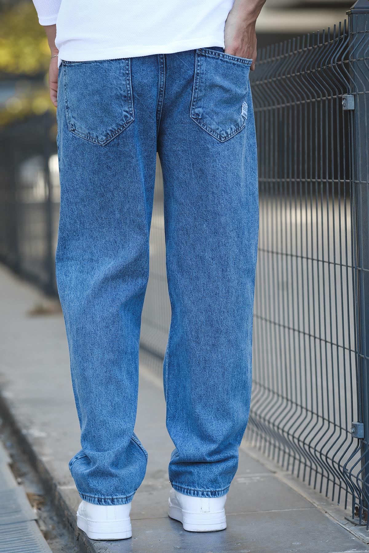 Reax 896 Beli Lastikli İpli Baggy Bol Kesim Kot Pantolon