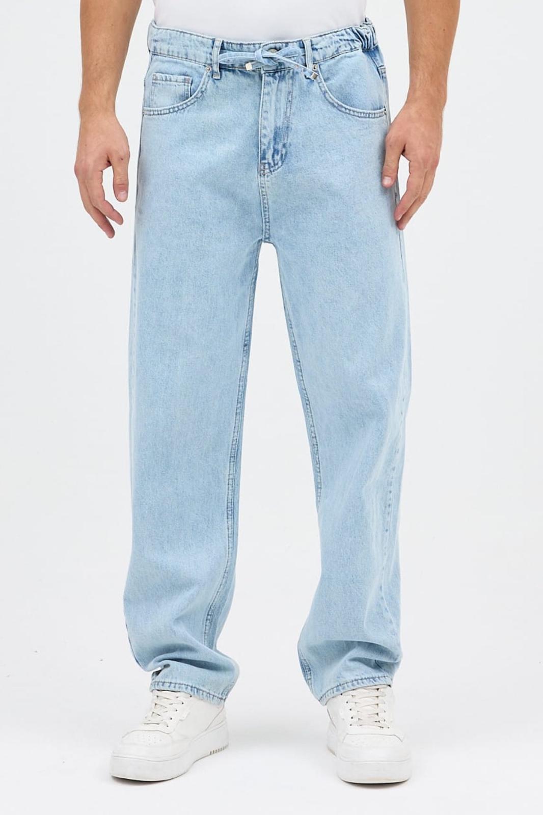 Reax 896 Beli Lastikli İpli Baggy Bol Kesim Kot Pantolon