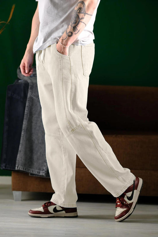 Reax Camils Beli Lastikli İpli Düz Paça Rahat Kesim Erkek Jean Pantolon