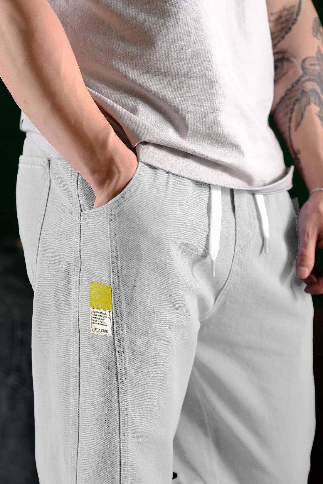Reax Camils Beli Lastikli İpli Düz Paça Rahat Kesim Erkek Jean Pantolon