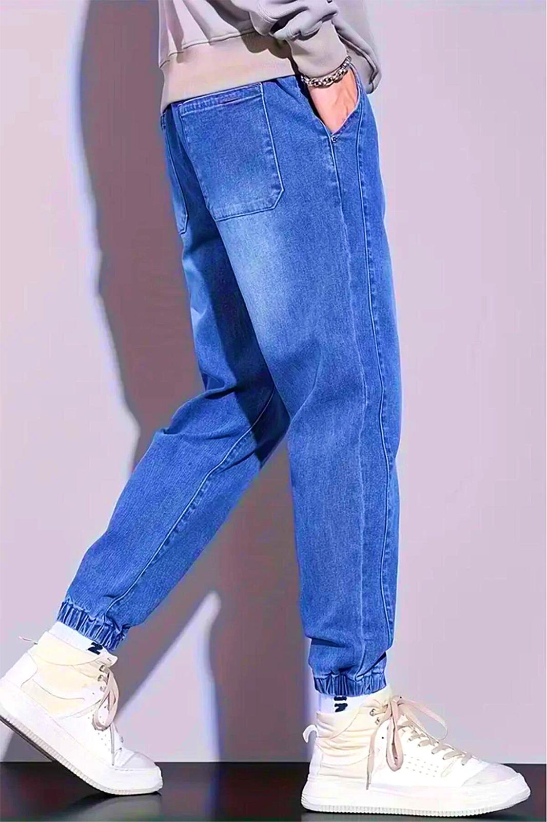 Reax Dar Kesim Simon Beli ve Paçası Lastikli İpli Jogger Kesim Erkek Jean Pantolon