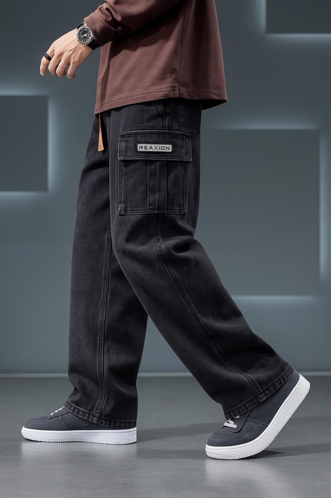 Reax Luiz Beli Lastikli ve İpli Komando Baggy Fit Kot Kargo Pantolon