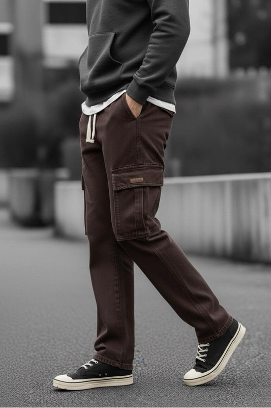 Reax Luiz Beli Lastikli ve İpli Komando Baggy Fit Kot Kargo Pantolon