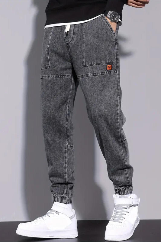 Reax Tyso Beli ve Paçası Lastikli İpli Jogger Kesim Erkek Jean Pantolon