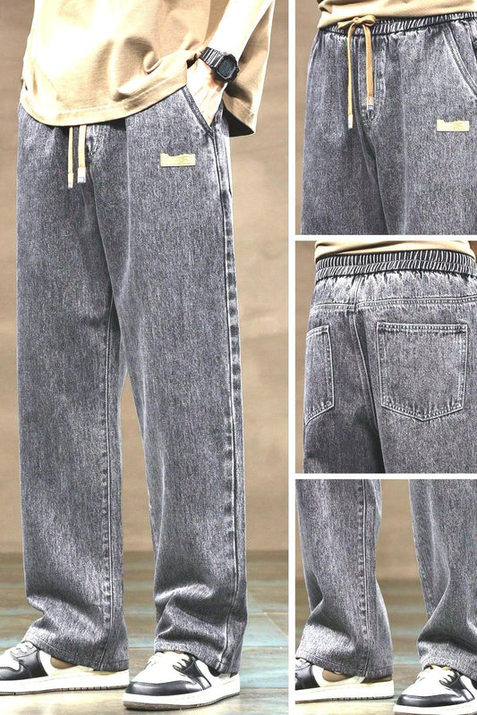 Reax Rayn Beli Lastikli İpli Düz Paça Rahat Kesim Erkek Jean Pantolon