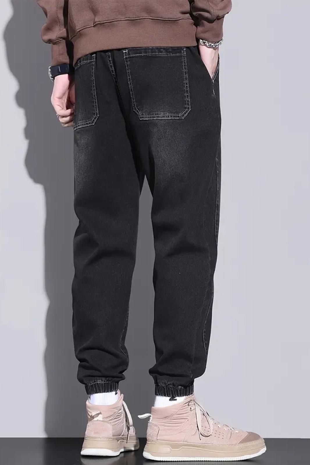 Reax Simon Beli ve Paçası Lastikli İpli Jogger Kesim Erkek Jean Pantolon