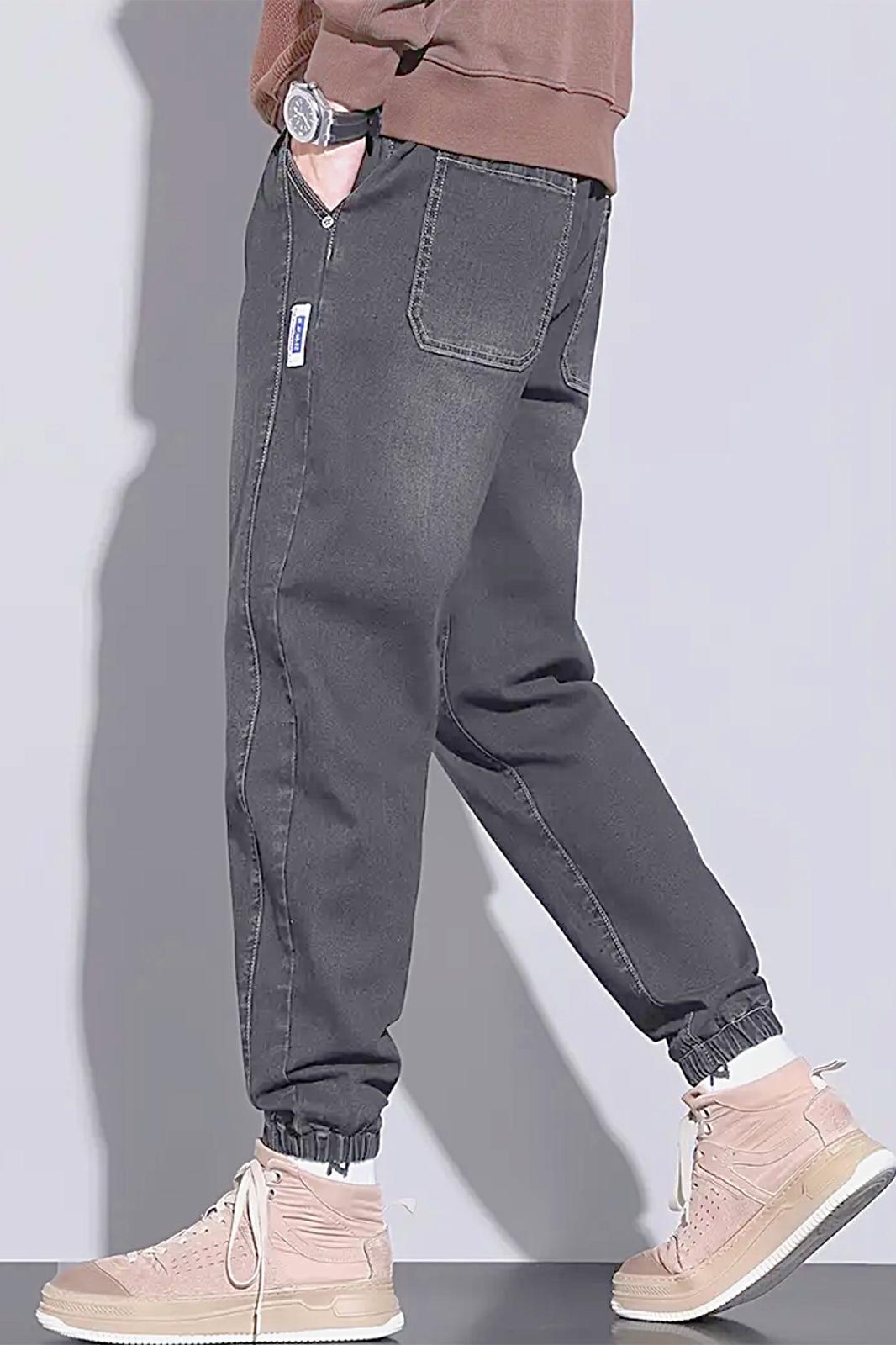Reax Simon Beli ve Paçası Lastikli İpli Jogger Kesim Erkek Jean Pantolon