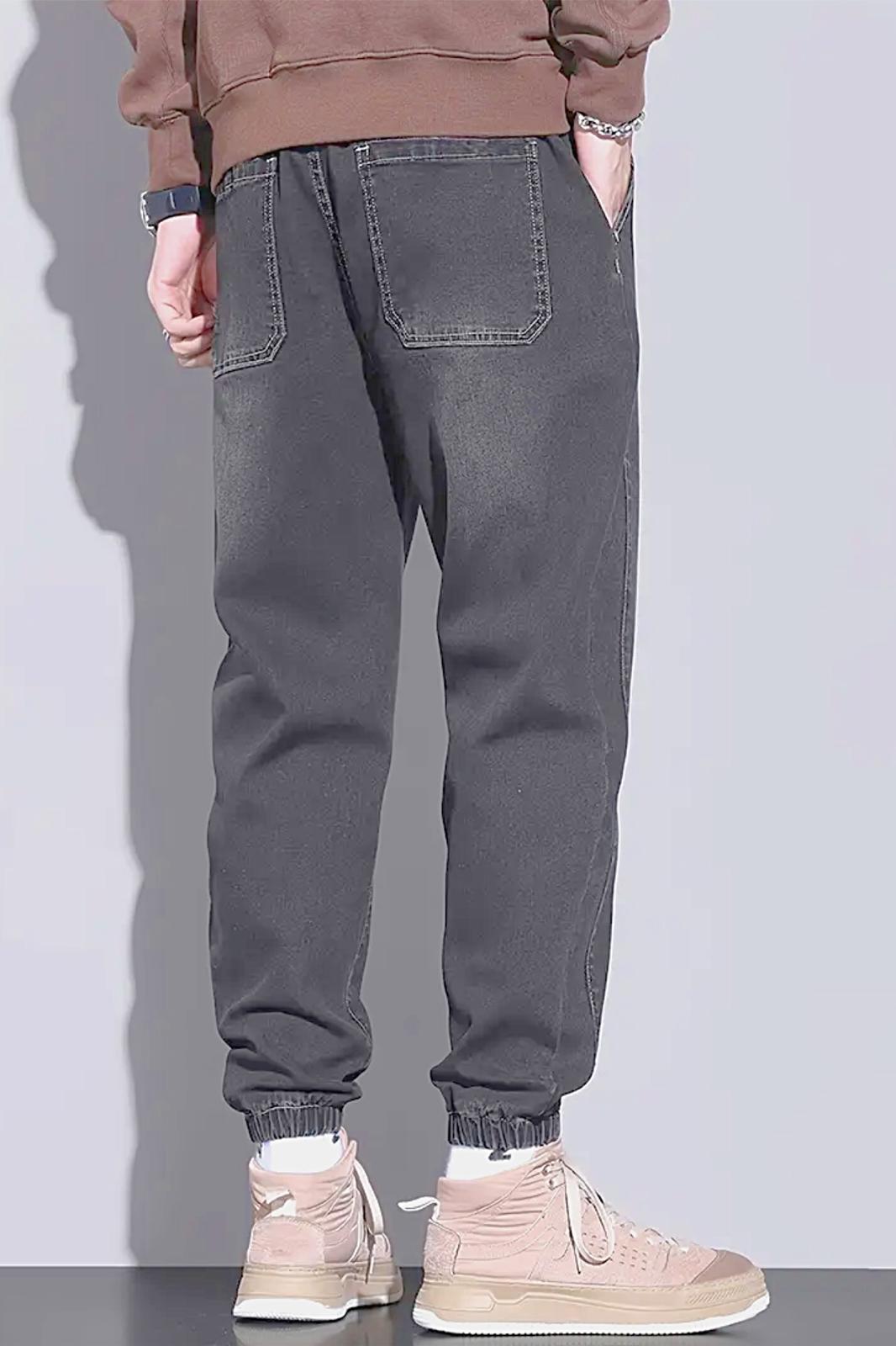 Reax Simon Beli ve Paçası Lastikli İpli Jogger Kesim Erkek Jean Pantolon
