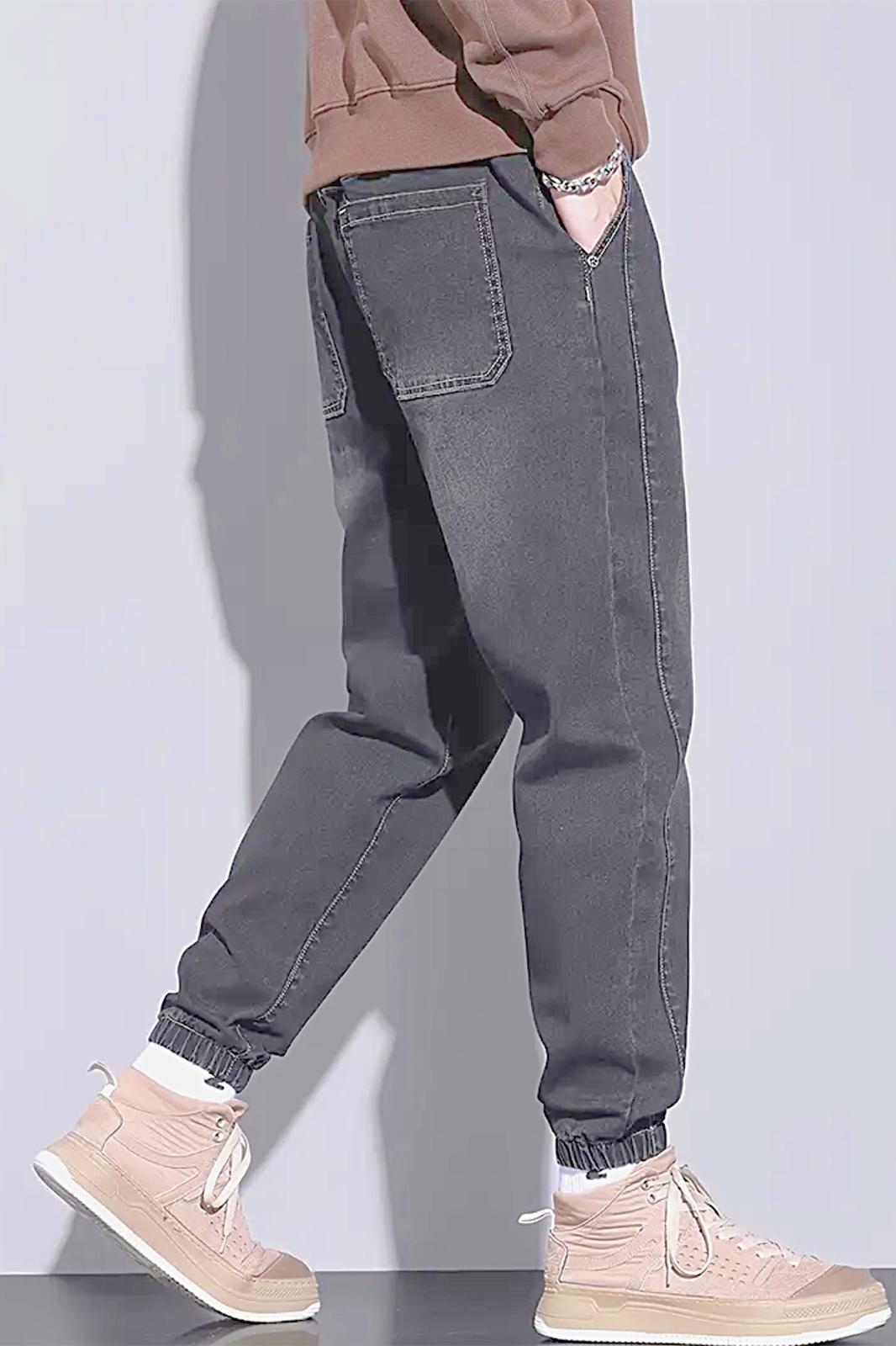 Reax Simon Beli ve Paçası Lastikli İpli Jogger Kesim Erkek Jean Pantolon