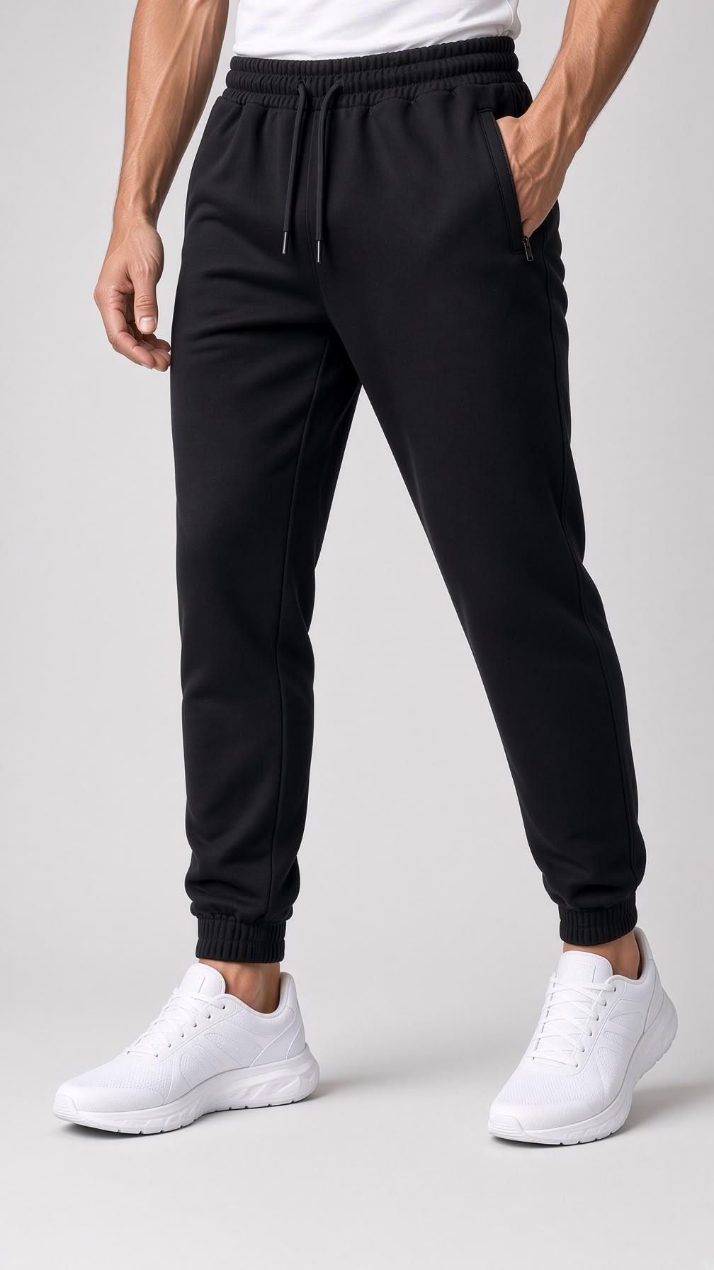 Regy Erkek Slim Fit Jogger Üç İplik Pamuklu Eşofman Altı - Fermuarlı Cepli Günlük Spor Giyim