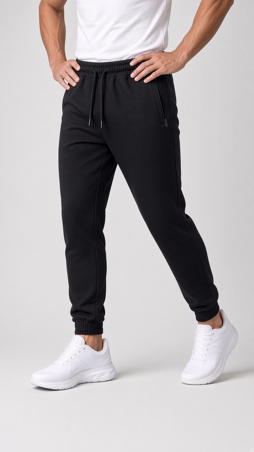 Regy Erkek Slim Fit Jogger Üç İplik Pamuklu Eşofman Altı - Fermuarlı Cepli Günlük Spor Giyim