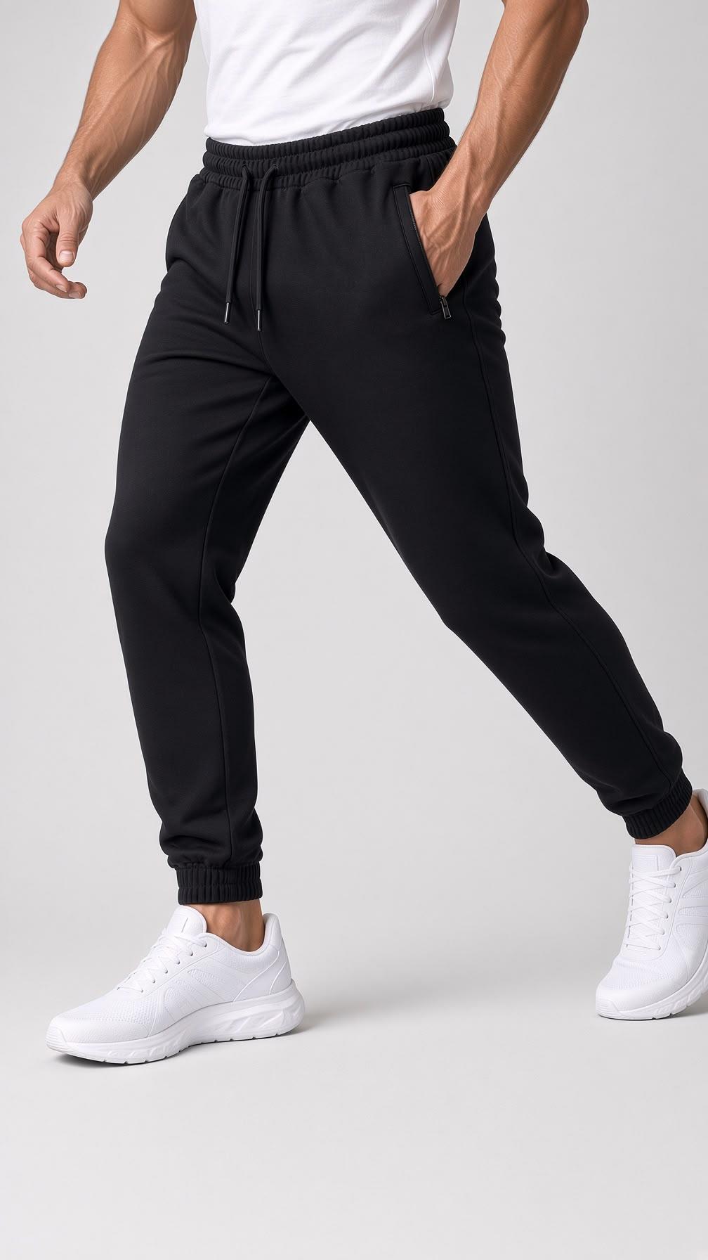 Regy Erkek Slim Fit Jogger Üç İplik Pamuklu Eşofman Altı - Fermuarlı Cepli Günlük Spor Giyim