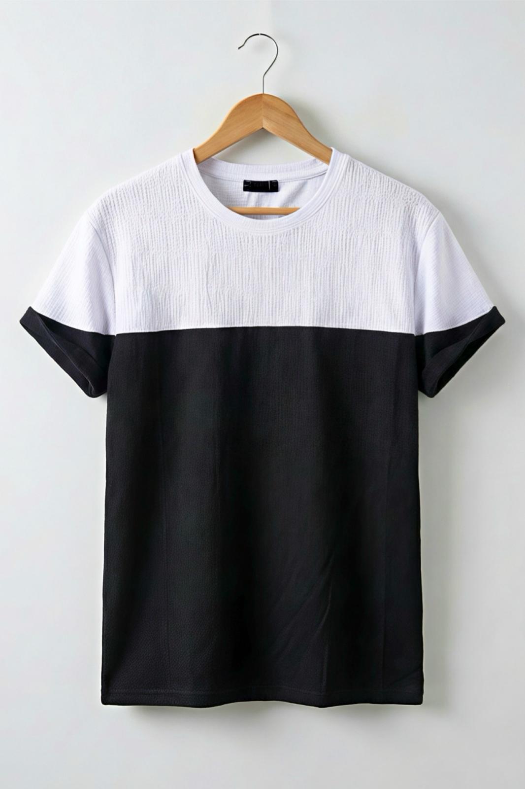 Reka Jakar Dokulu Panel Detaylı Slim Fit Bisiklet Erkek Yaka Tişört