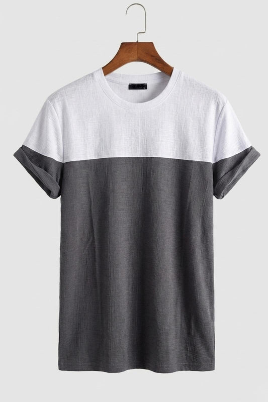 Reka Jakar Dokulu Panel Detaylı Slim Fit Bisiklet Erkek Yaka Tişört