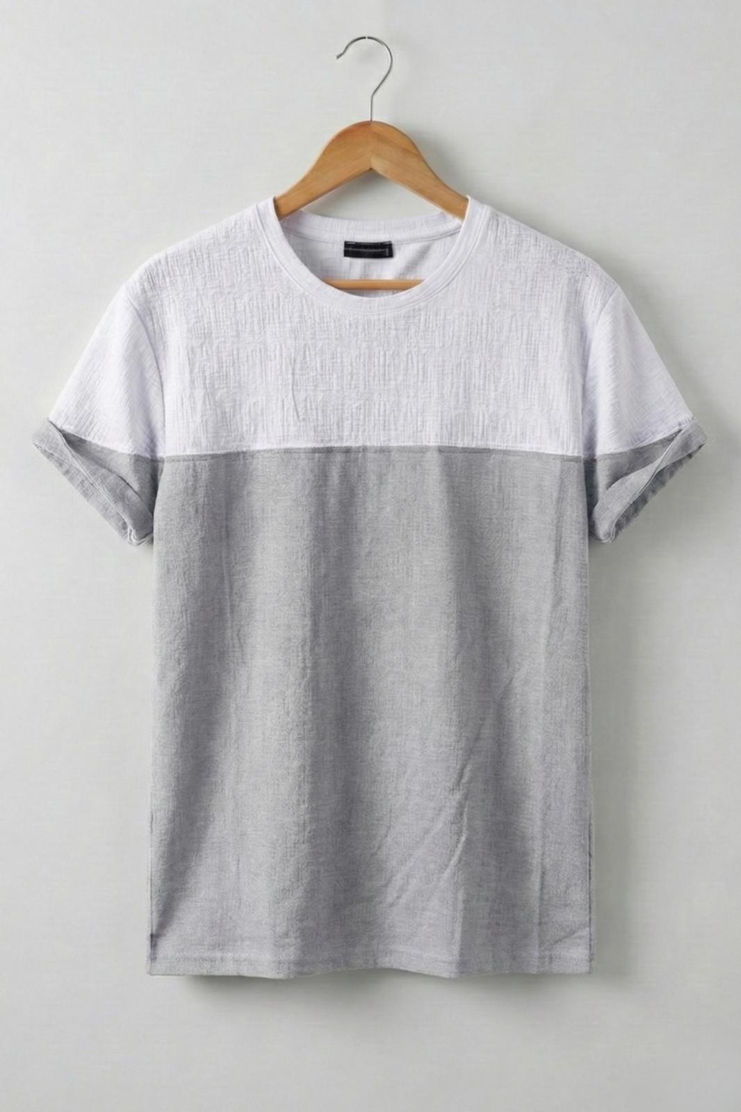 Reka Jakar Dokulu Panel Detaylı Slim Fit Bisiklet Erkek Yaka Tişört