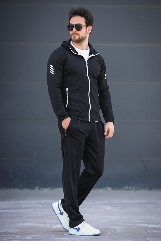 Remi Slim Fit Dalgıç Kumaş Kapüşonlu Fermuarlı Erkek Eşofman Takımı