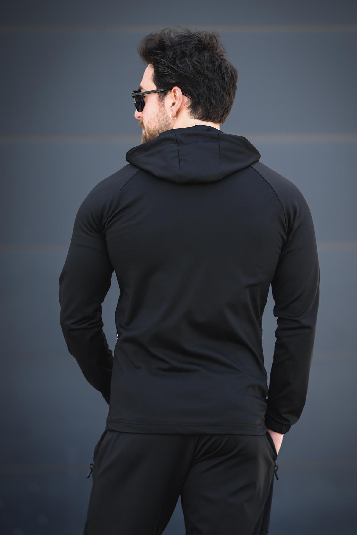 Remi Slim Fit Dalgıç Kumaş Kapüşonlu Fermuarlı Erkek Eşofman Takımı