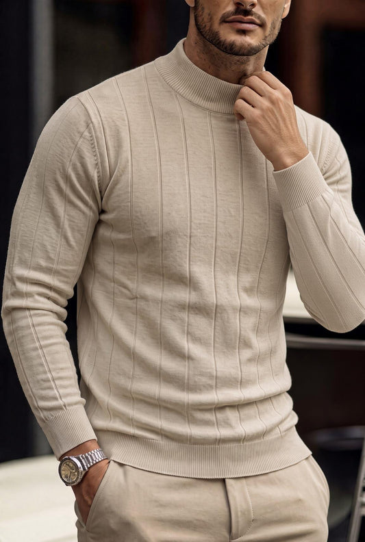 Seka 779 Çizgili Pamuk Slim Fit Erkek Yarım Balıkçı Kazak