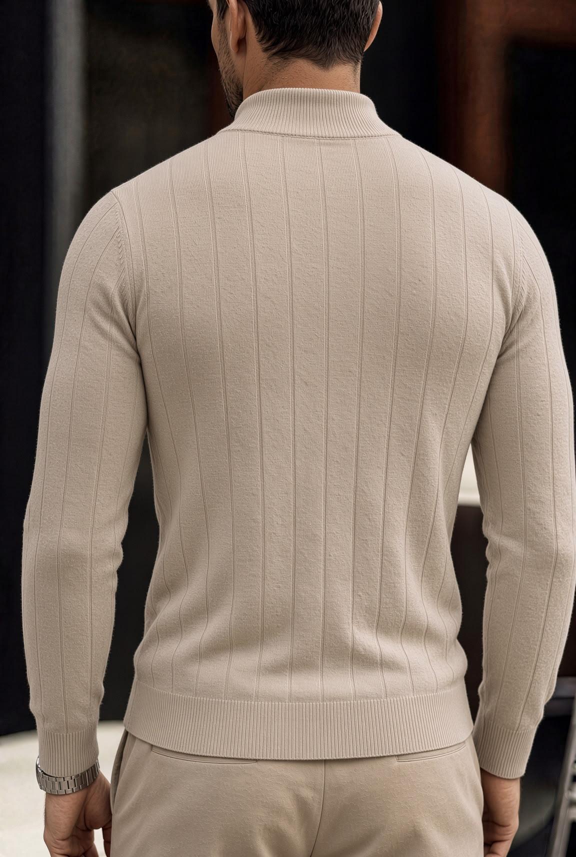 Seka 779 Çizgili Pamuk Slim Fit Erkek Yarım Balıkçı Kazak