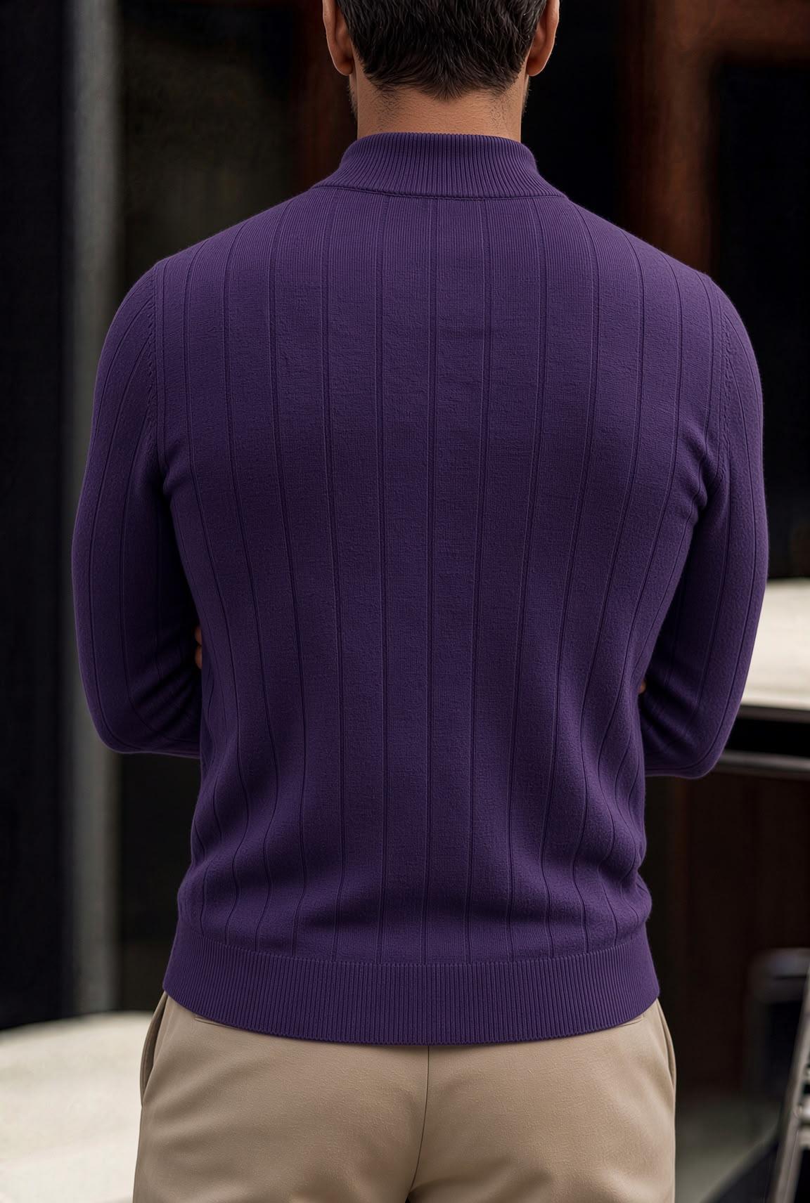 Seka 779 Çizgili Pamuk Slim Fit Erkek Yarım Balıkçı Kazak