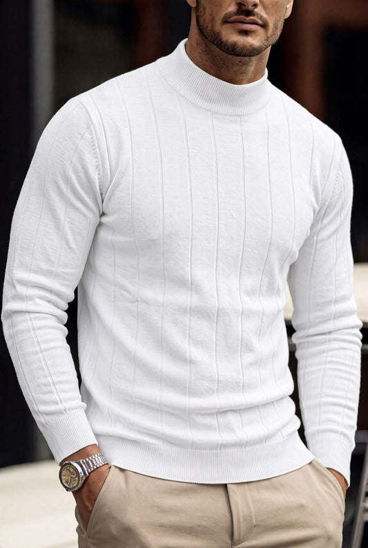 Seka 779 Çizgili Pamuk Slim Fit Erkek Yarım Balıkçı Kazak