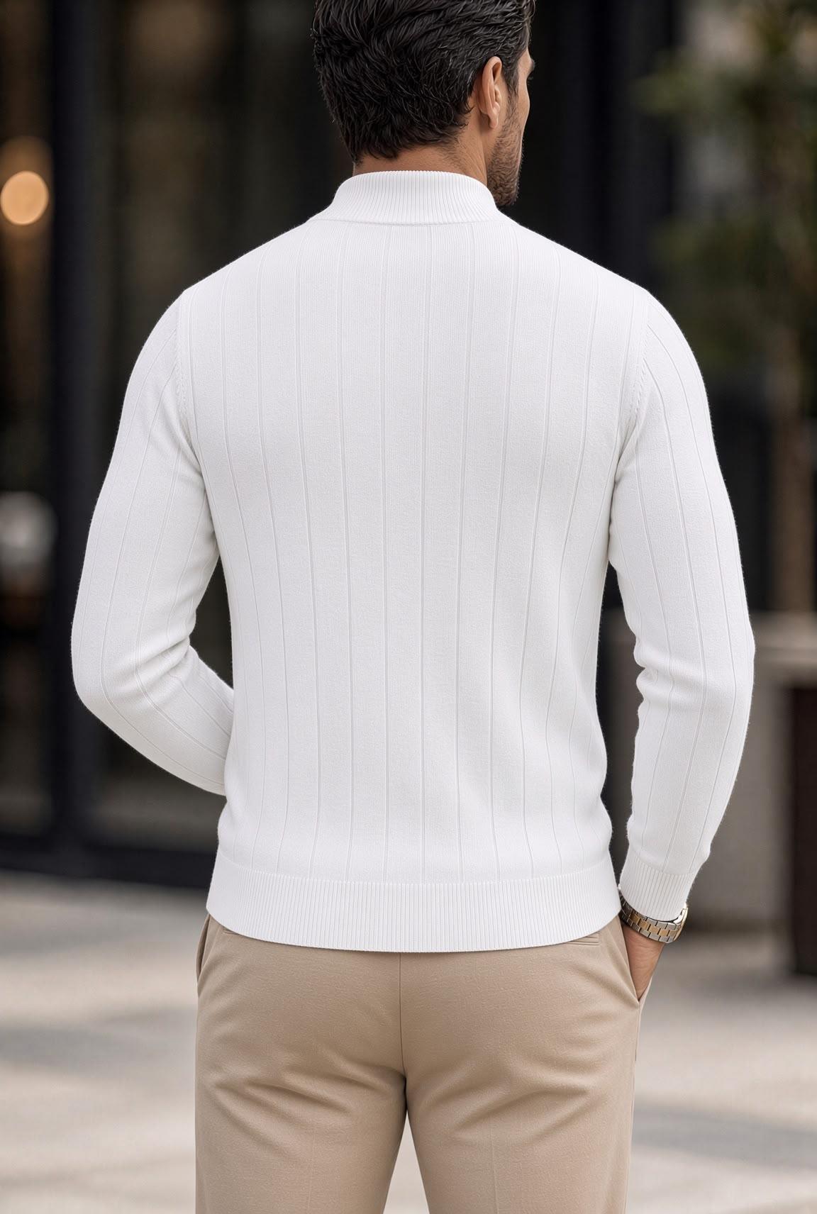 Seka 779 Çizgili Pamuk Slim Fit Erkek Yarım Balıkçı Kazak