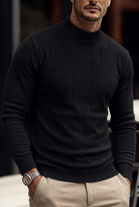 Seka 779 Çizgili Pamuk Slim Fit Erkek Yarım Balıkçı Kazak