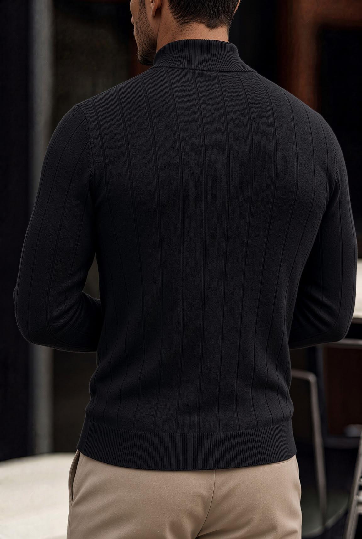 Seka 779 Çizgili Pamuk Slim Fit Erkek Yarım Balıkçı Kazak