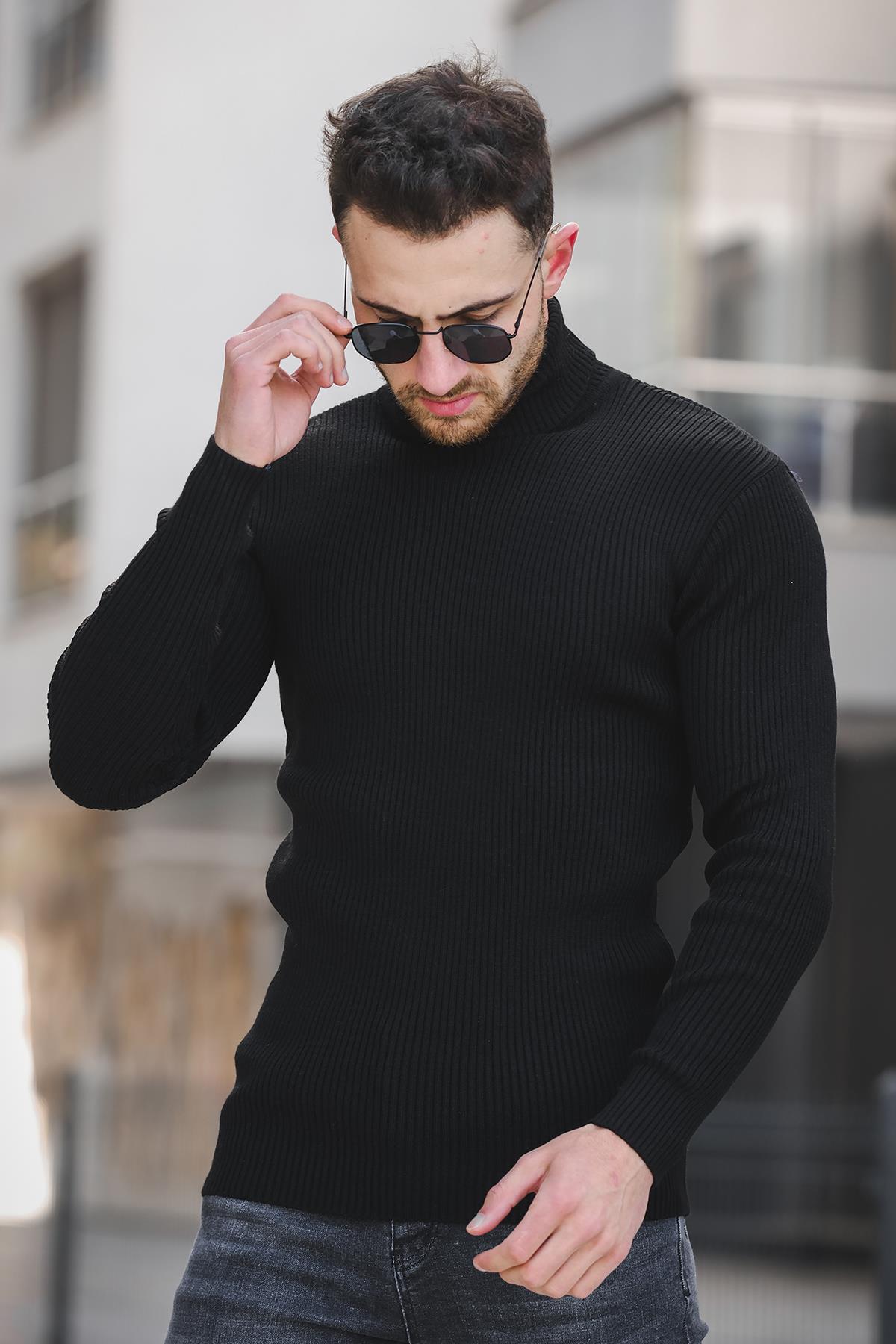 Seka 813 İnce Fitilli Slim Fit Erkek Boğazlı Kazak