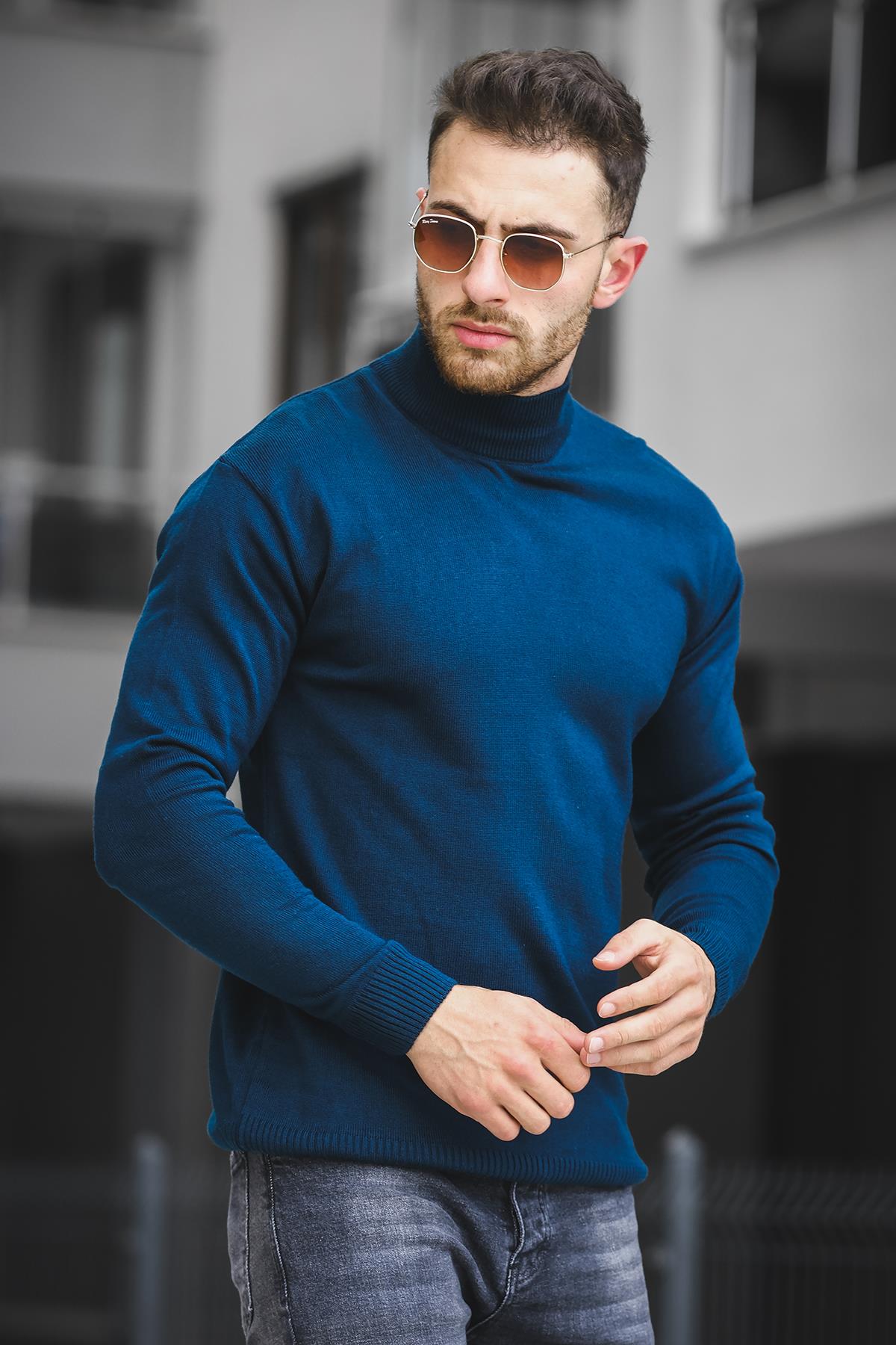 Seka 815 Pamuk Slim Fit Erkek Yarım Balıkçı Kazak