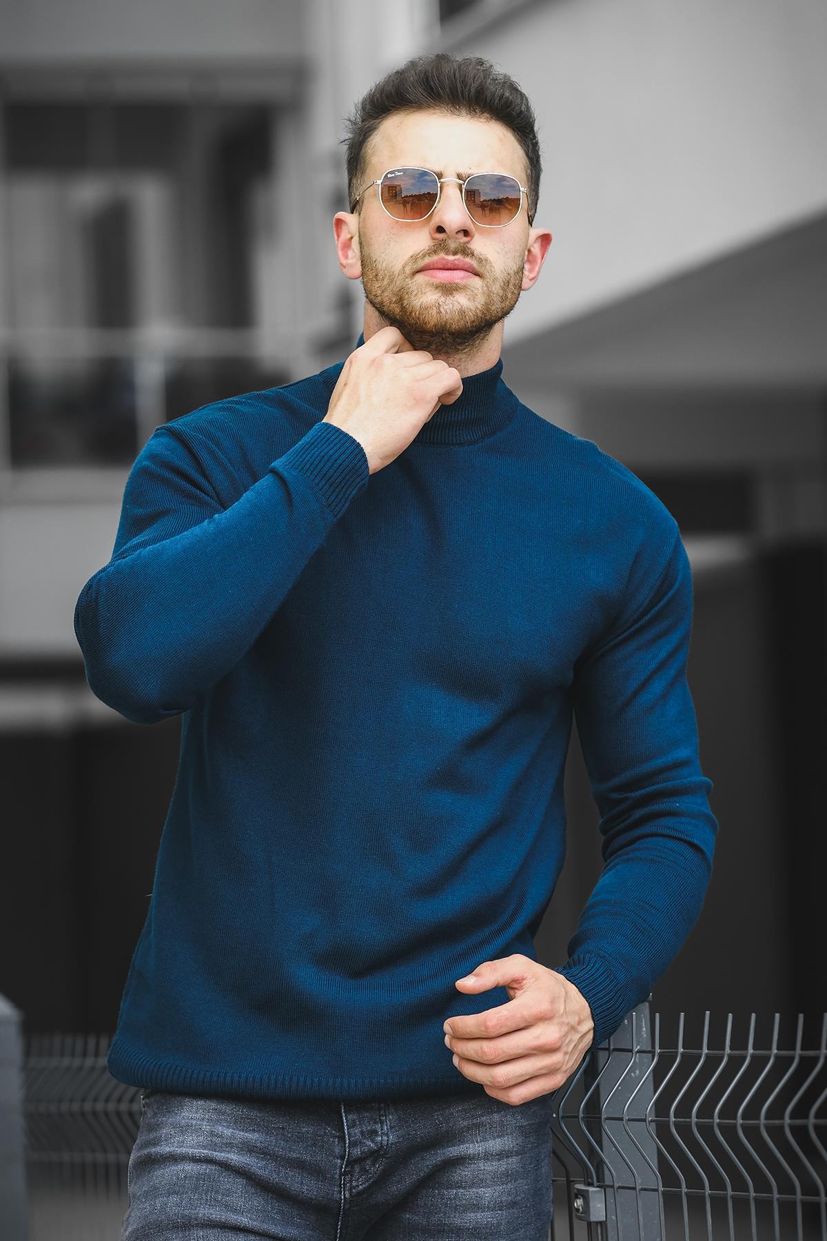 Seka 815 Pamuk Slim Fit Erkek Yarım Balıkçı Kazak