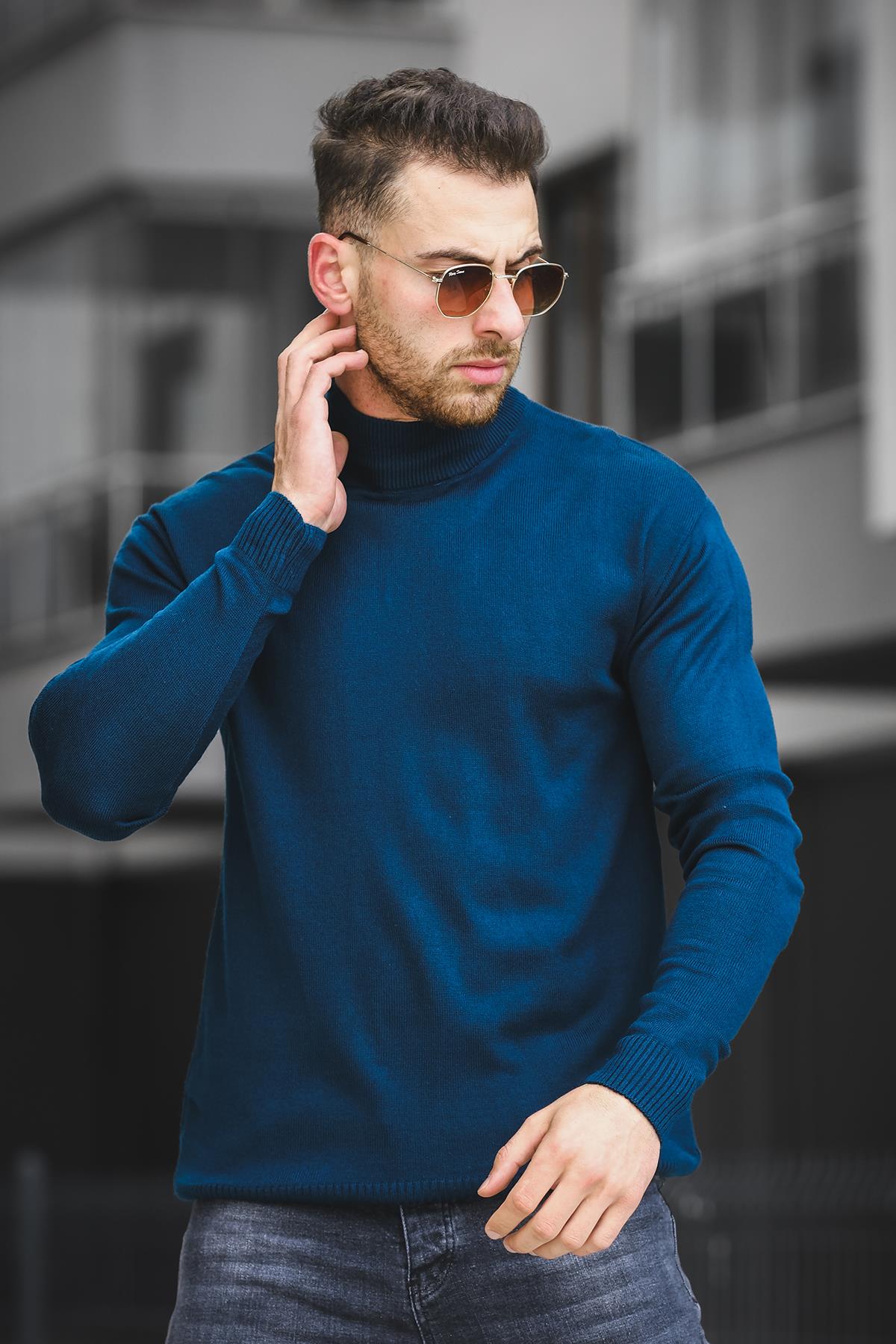 Seka 815 Pamuk Slim Fit Erkek Yarım Balıkçı Kazak