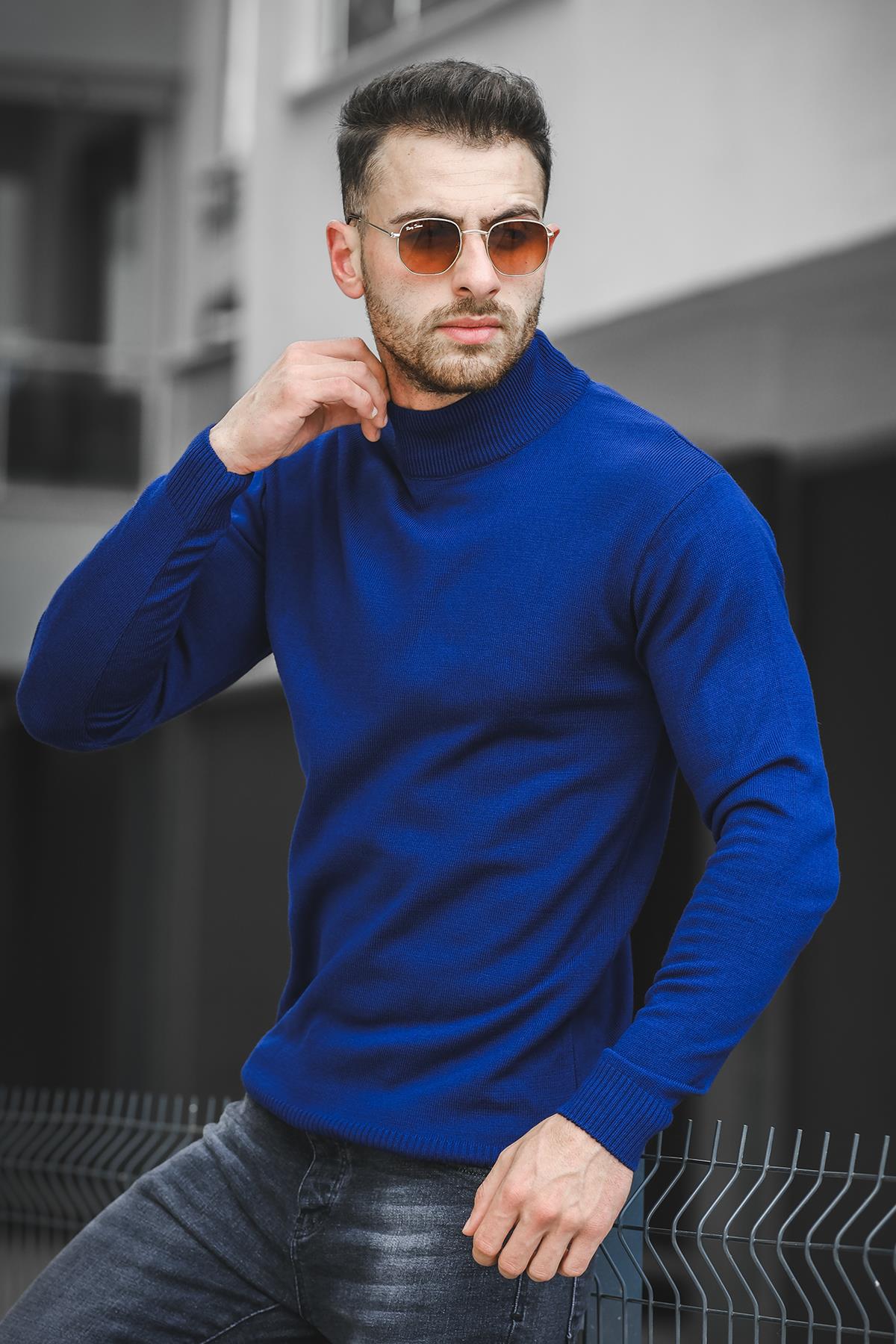Seka 815 Pamuk Slim Fit Erkek Yarım Balıkçı Kazak