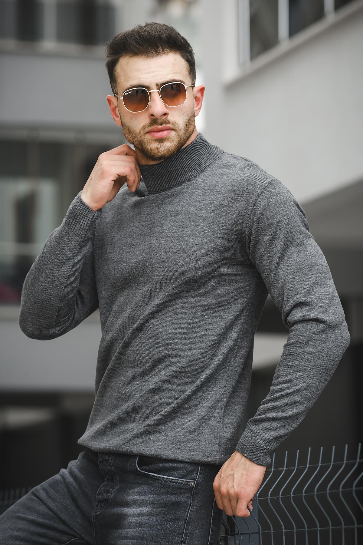 Seka 815 Pamuk Slim Fit Erkek Yarım Balıkçı Kazak