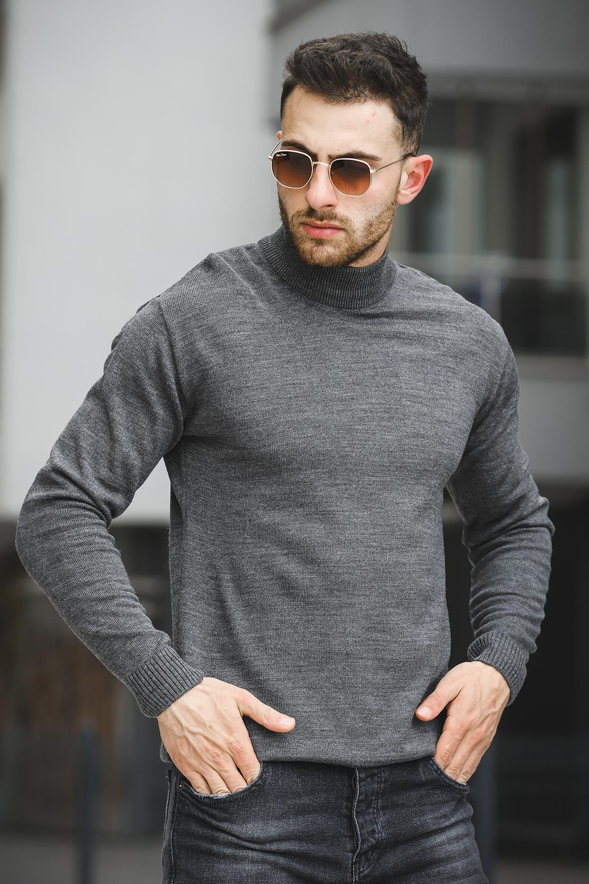 Seka 815 Pamuk Slim Fit Erkek Yarım Balıkçı Kazak