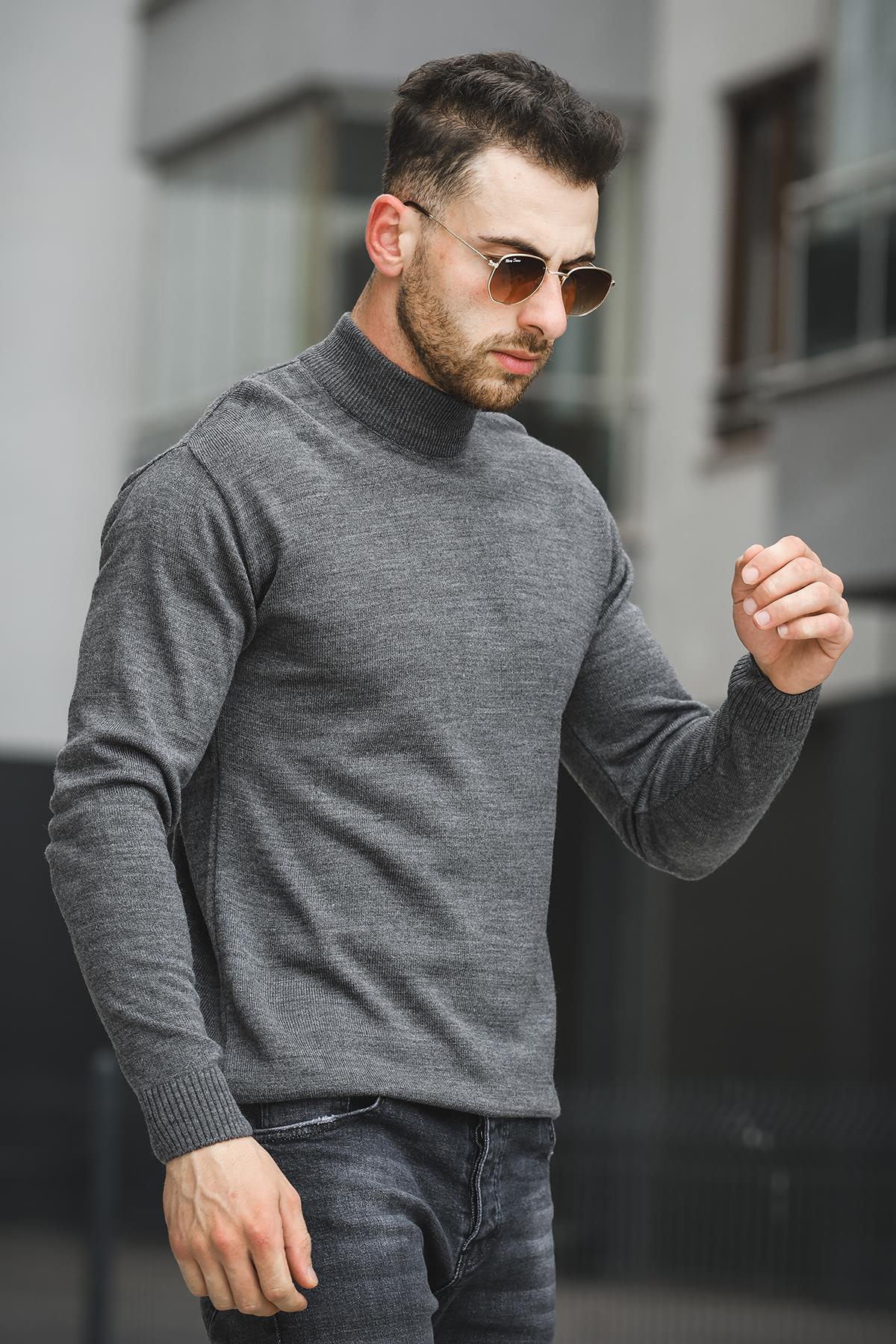 Seka 815 Pamuk Slim Fit Erkek Yarım Balıkçı Kazak
