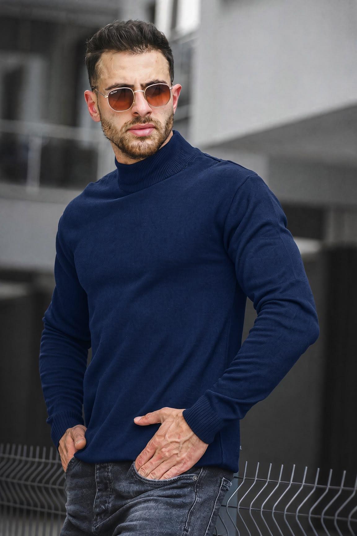 Seka 815 Pamuk Slim Fit Erkek Yarım Balıkçı Kazak