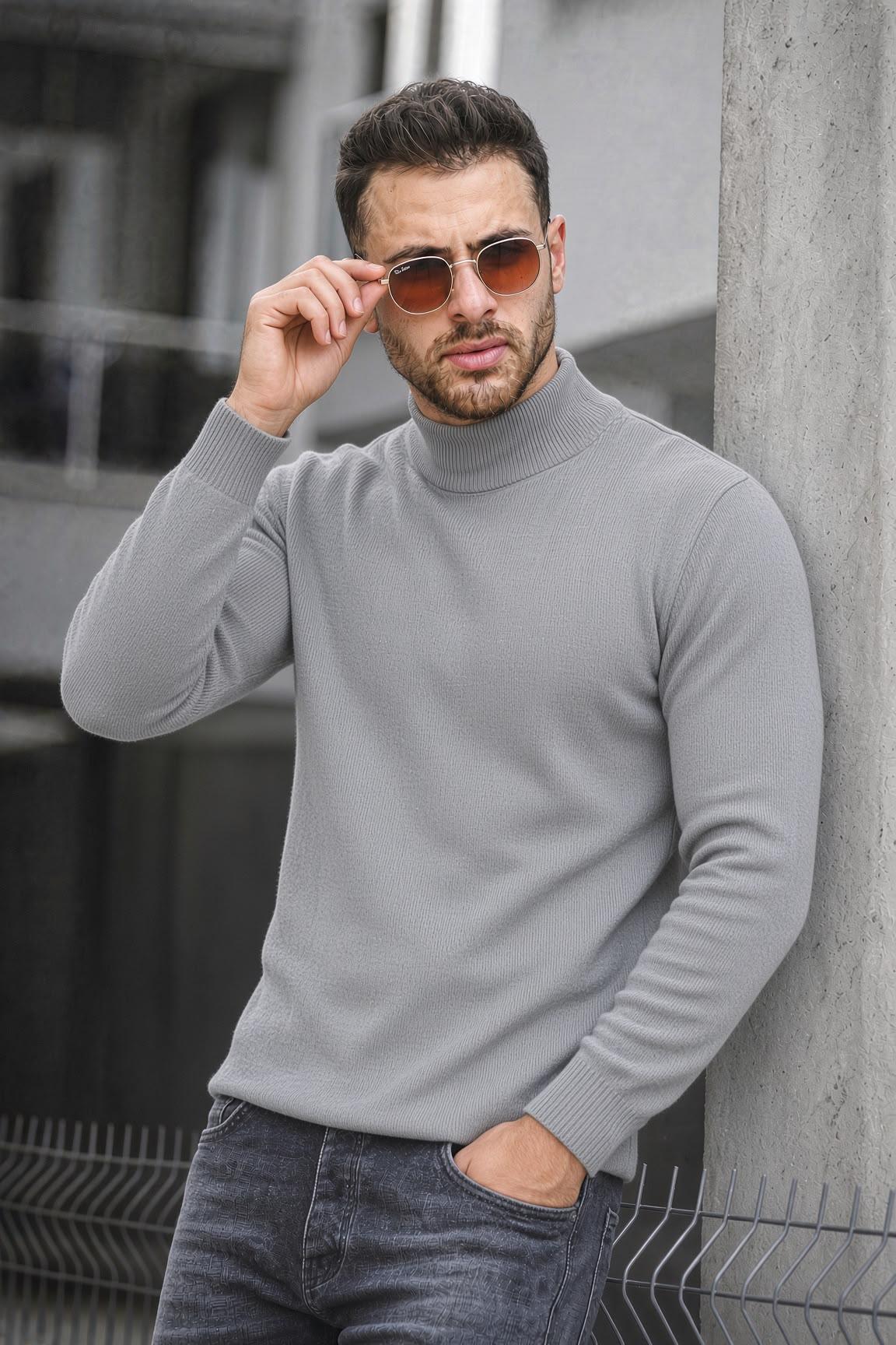 Seka 815 Pamuk Slim Fit Erkek Yarım Balıkçı Kazak
