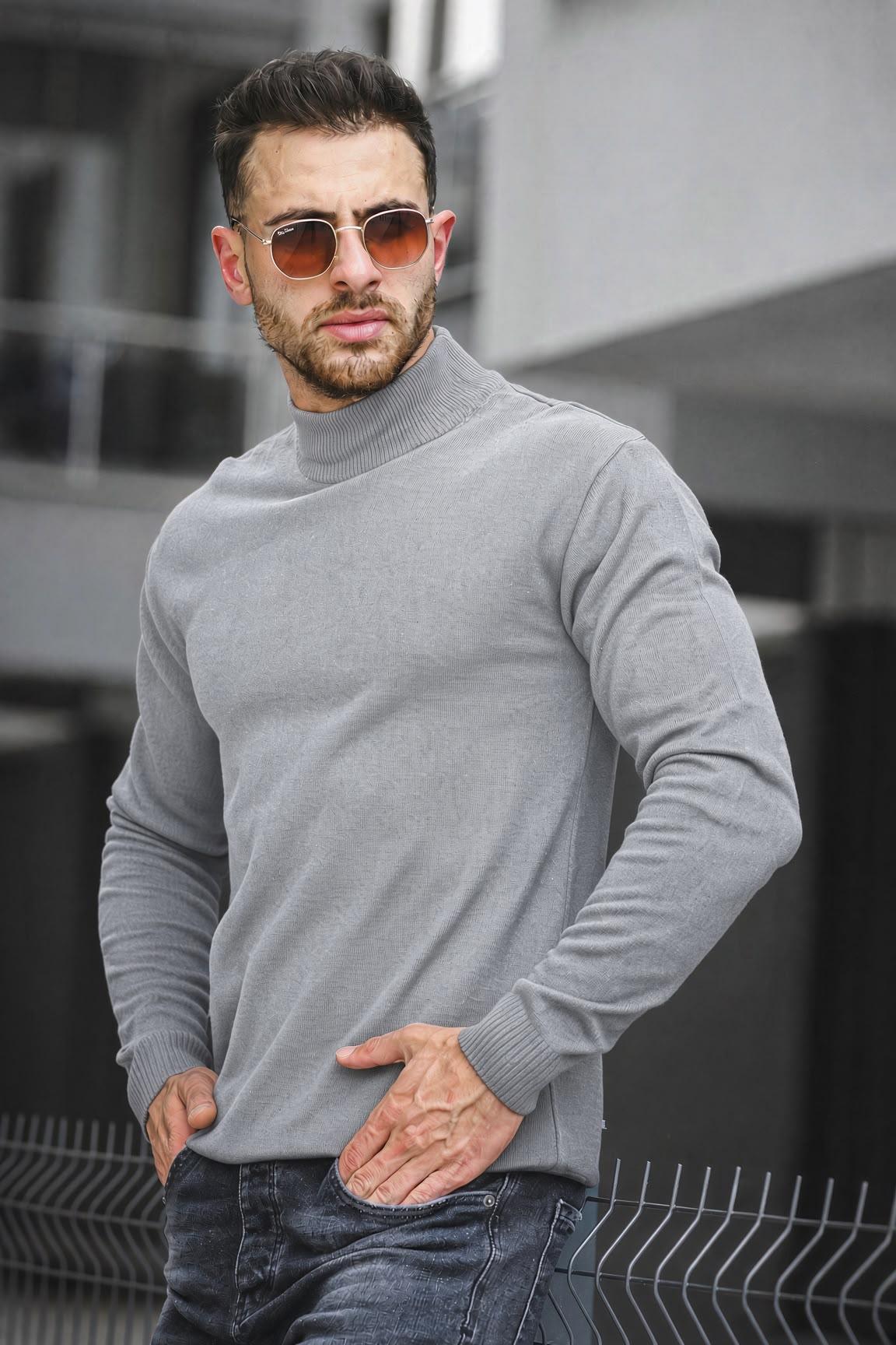 Seka 815 Pamuk Slim Fit Erkek Yarım Balıkçı Kazak