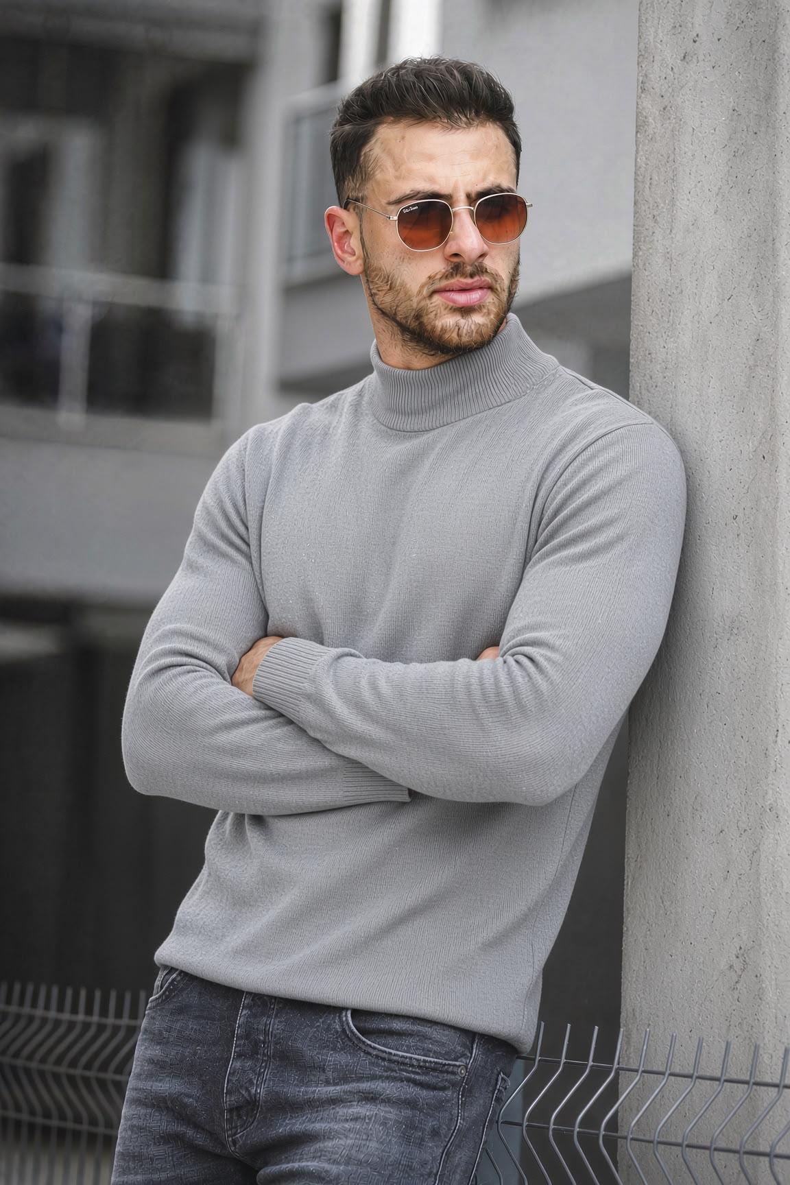 Seka 815 Pamuk Slim Fit Erkek Yarım Balıkçı Kazak