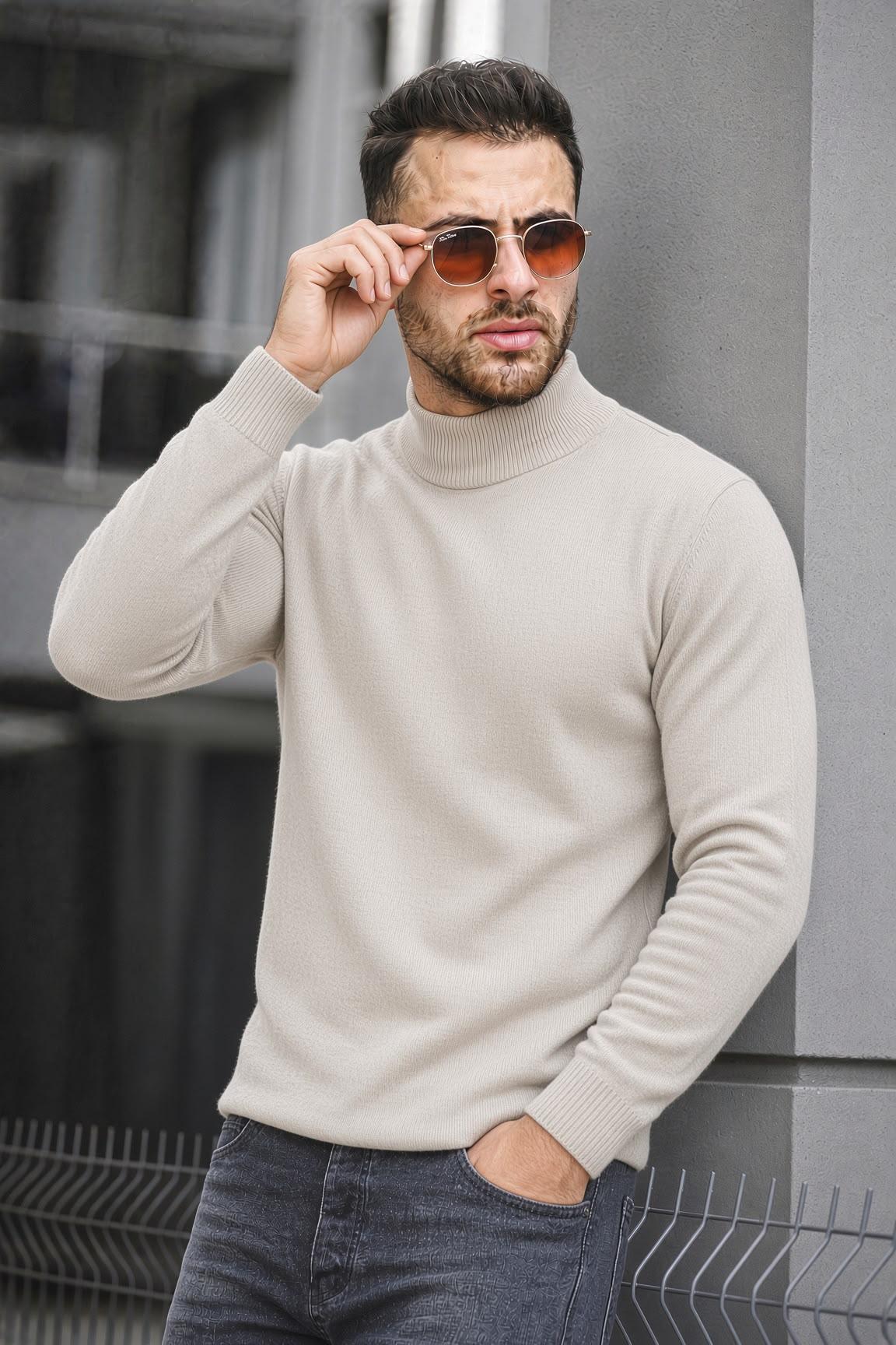 Seka 815 Pamuk Slim Fit Erkek Yarım Balıkçı Kazak
