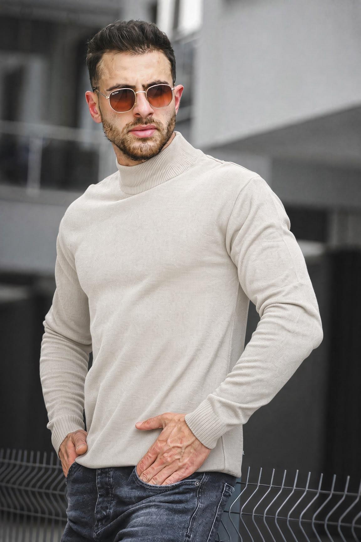 Seka 815 Pamuk Slim Fit Erkek Yarım Balıkçı Kazak