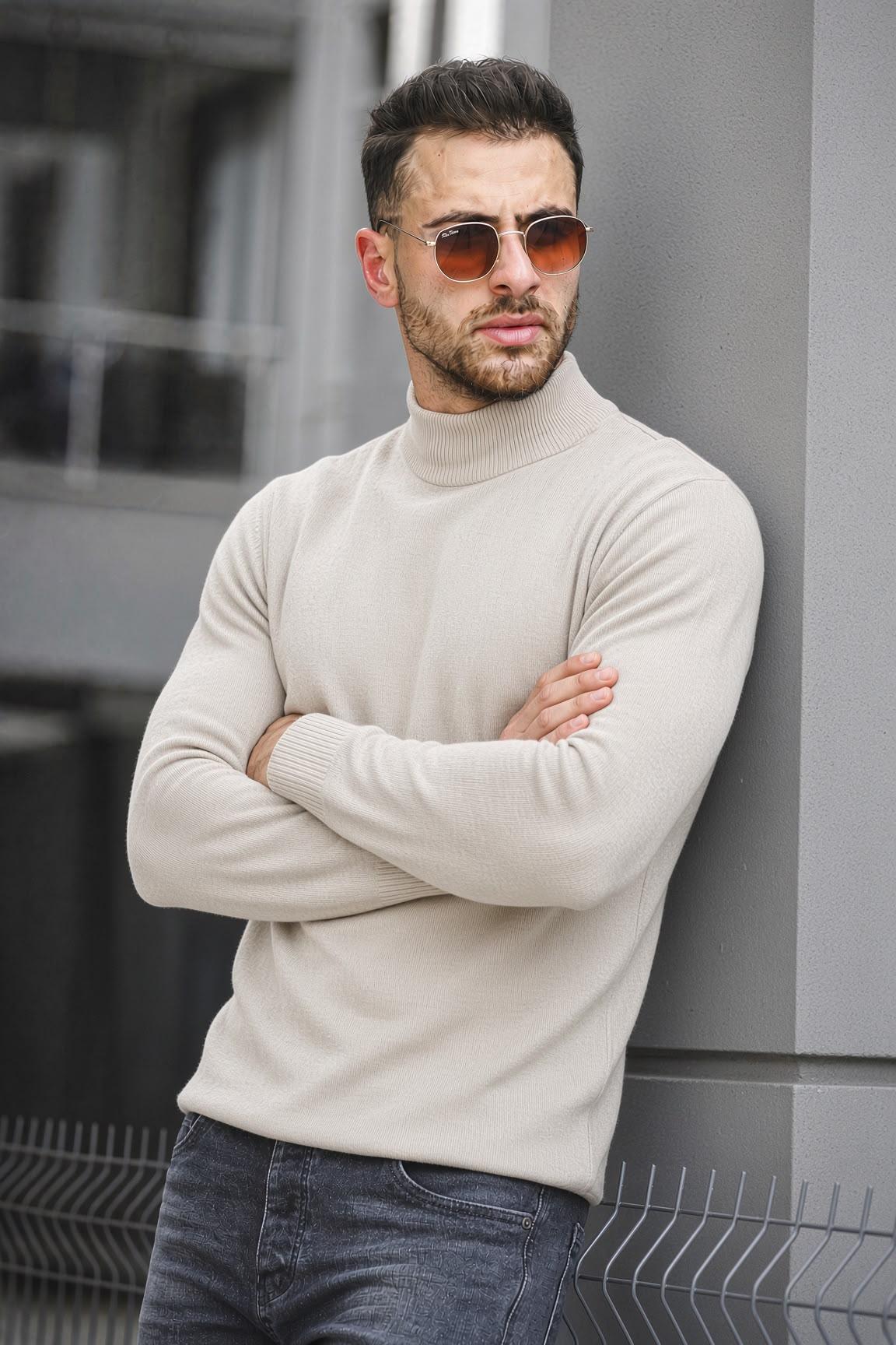 Seka 815 Pamuk Slim Fit Erkek Yarım Balıkçı Kazak
