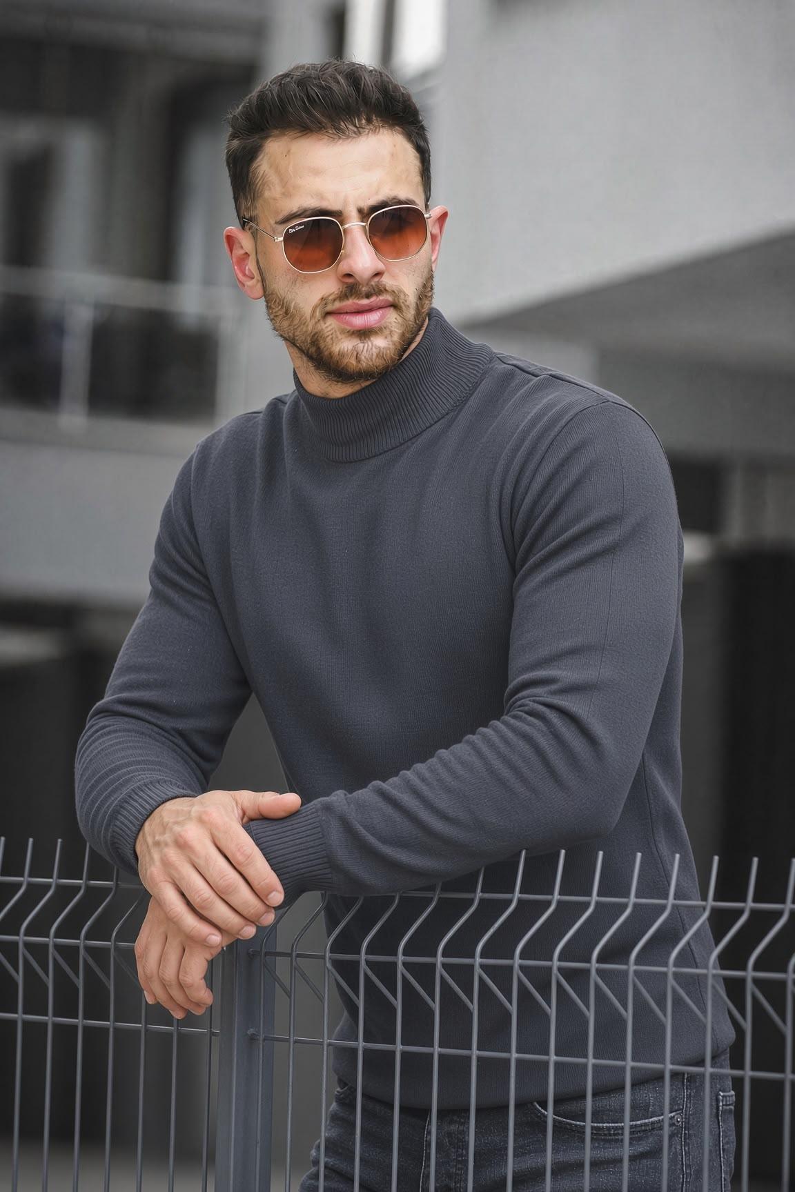 Seka 815 Pamuk Slim Fit Erkek Yarım Balıkçı Kazak
